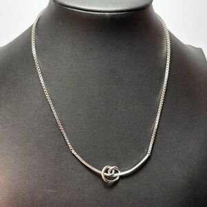 Pendant Necklace Silver Tone Love Knot Choker Y2K